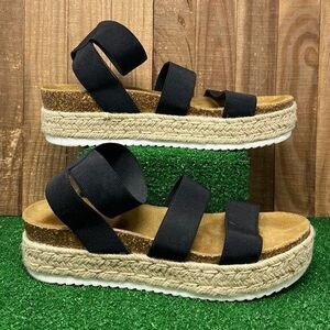 Outsole Kimmie Black Platform Rope Sandals  Women's SZ 9